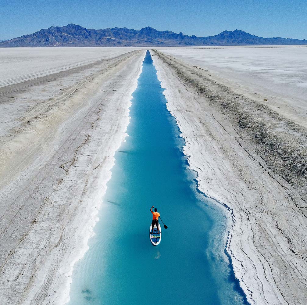 kayaking salt flats blue canal bonneville utah